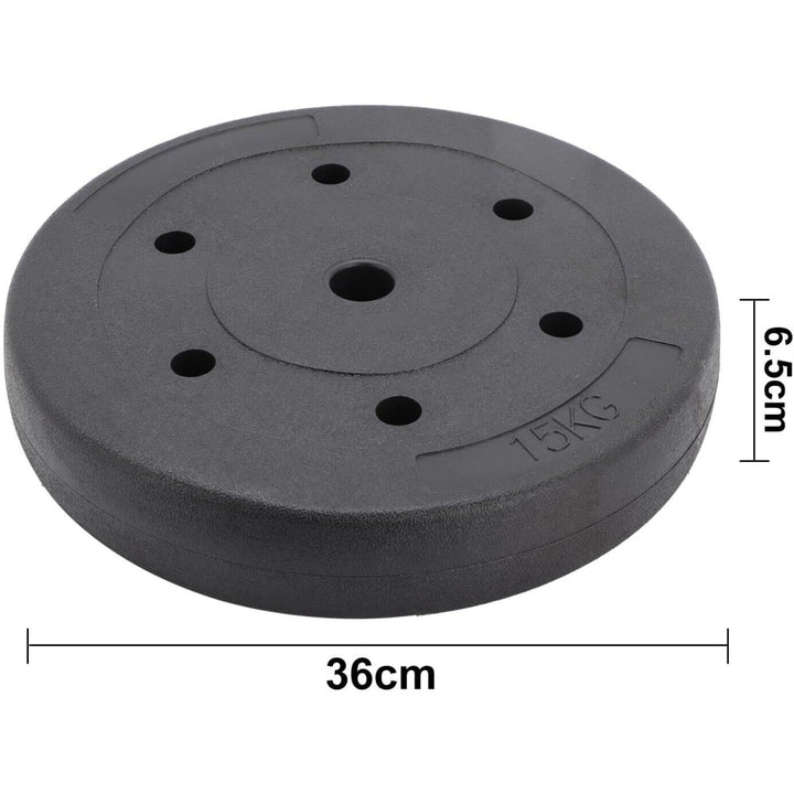 15kg Weight Plates Set for Gym Barbell Vinyl 2.54cm Standard Home Dumbbell Discs Home or Gym Training or Weightlifting