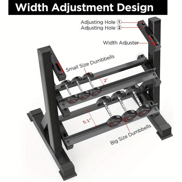 Heavy-Duty 3-Tier Dumbbell Rack - Adjustable, Space-Saving Design for Home Gym Organization, Holds Up to 453.59KG (Rack Only)