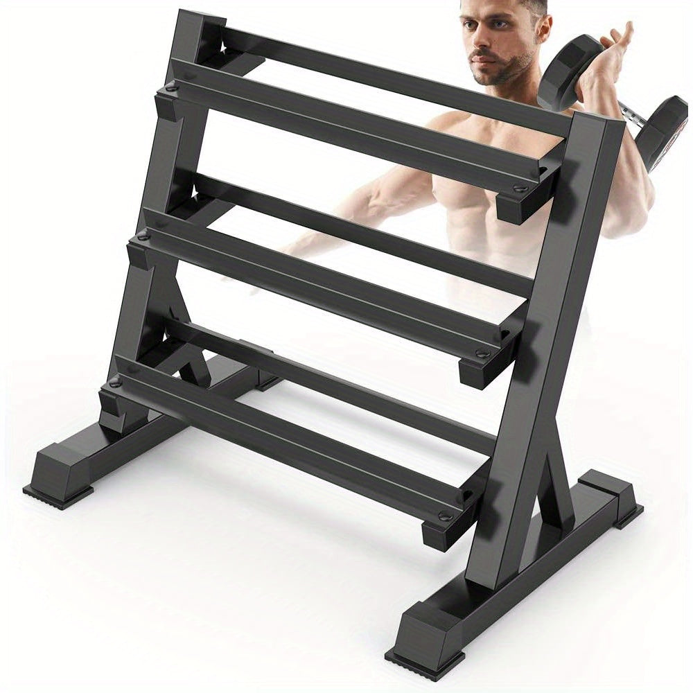 Heavy-Duty 3-Tier Dumbbell Rack - Adjustable, Space-Saving Design for Home Gym Organization, Holds Up to 453.59KG (Rack Only)