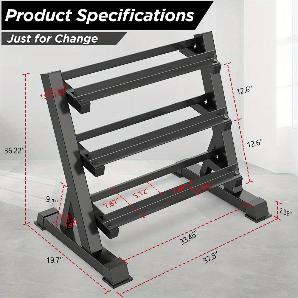 Heavy-Duty 3-Tier Dumbbell Rack - Adjustable, Space-Saving Design for Home Gym Organization, Holds Up to 453.59KG (Rack Only)