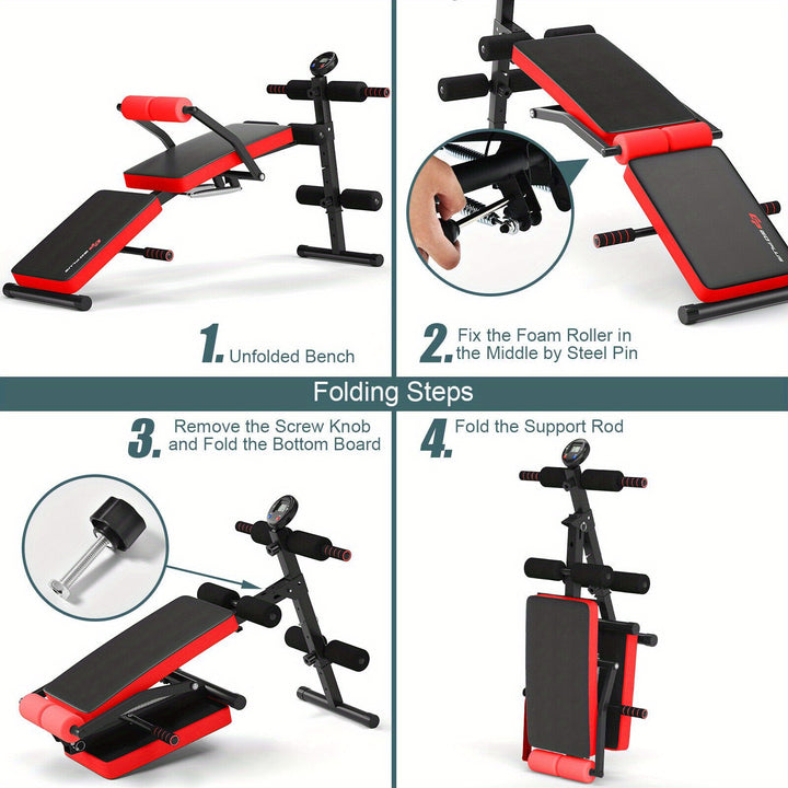 GOFLAME Adjustable Weight Bench Foldable Utility Weight Bench for Full Body Workout