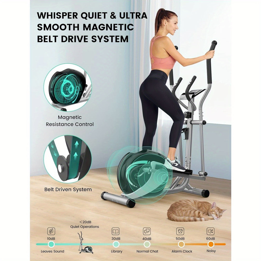 Dripex Silent Magnetic Elliptical, Elipse Leg Exerciser Electric As Seen On Tv, Easy To Move, Non-Slip Stepper For Home Use, With LED Display And IPad Holder Garage Storage