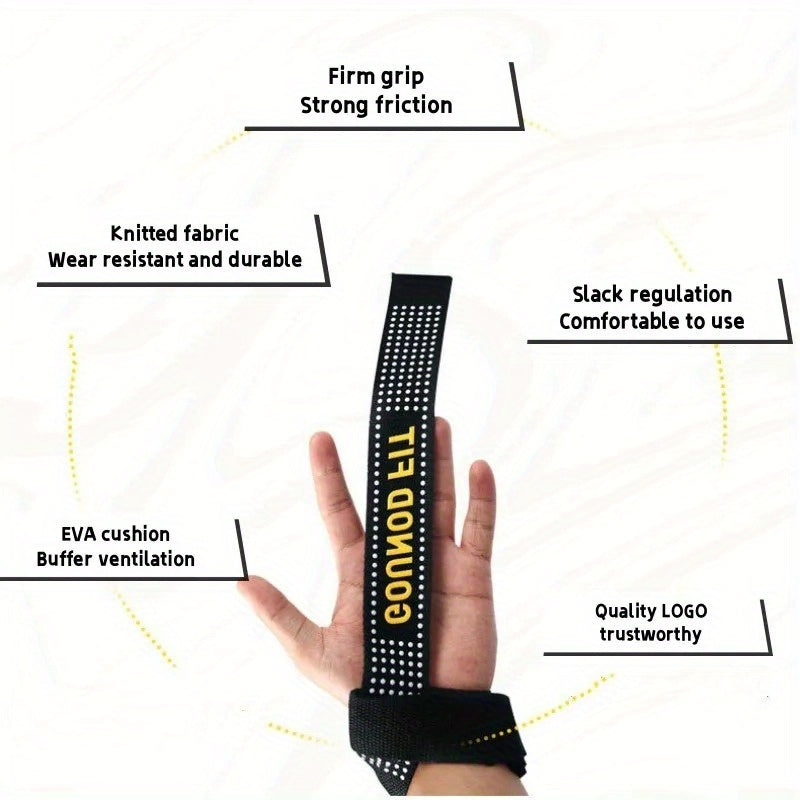 GOUNOD FIT Wrist Wraps with Rubber Pad and Silicone Non-Slip Grip - Durable Polyester Exercise Straps for Weightlifting, Gym, Fitness - Comfortable EVA Cushion Support - Universal Fit