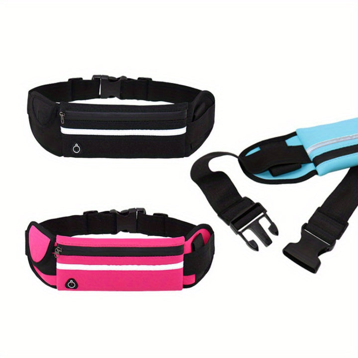 Compact, Reflective Sports Waist Pack with Waterproof Phone Pouch & Bottle Holder - Durable Polyester, Zip Closure for Running & Fitness