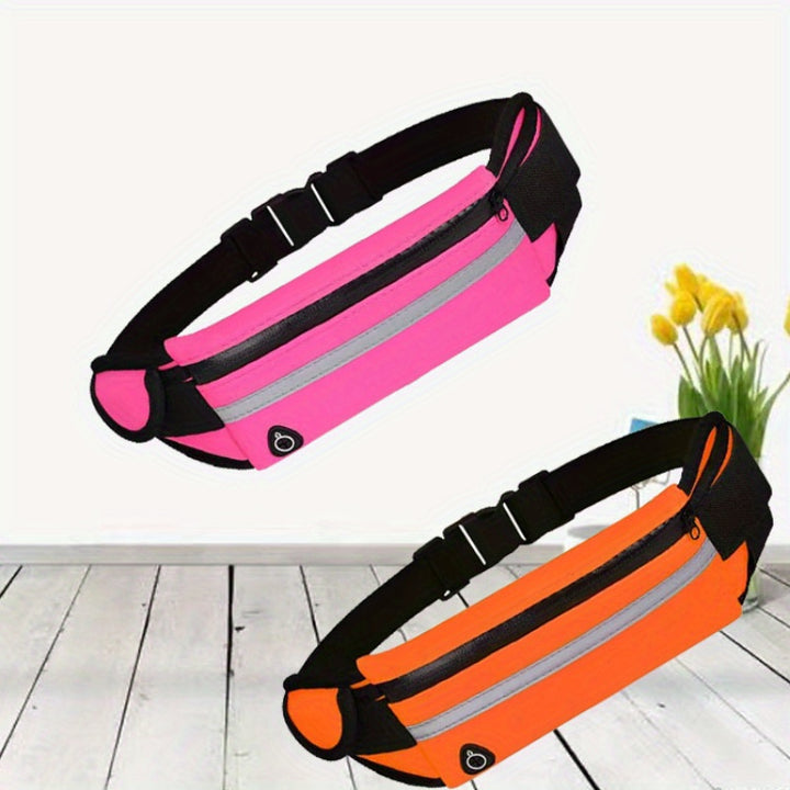 Compact, Reflective Sports Waist Pack with Waterproof Phone Pouch & Bottle Holder - Durable Polyester, Zip Closure for Running & Fitness