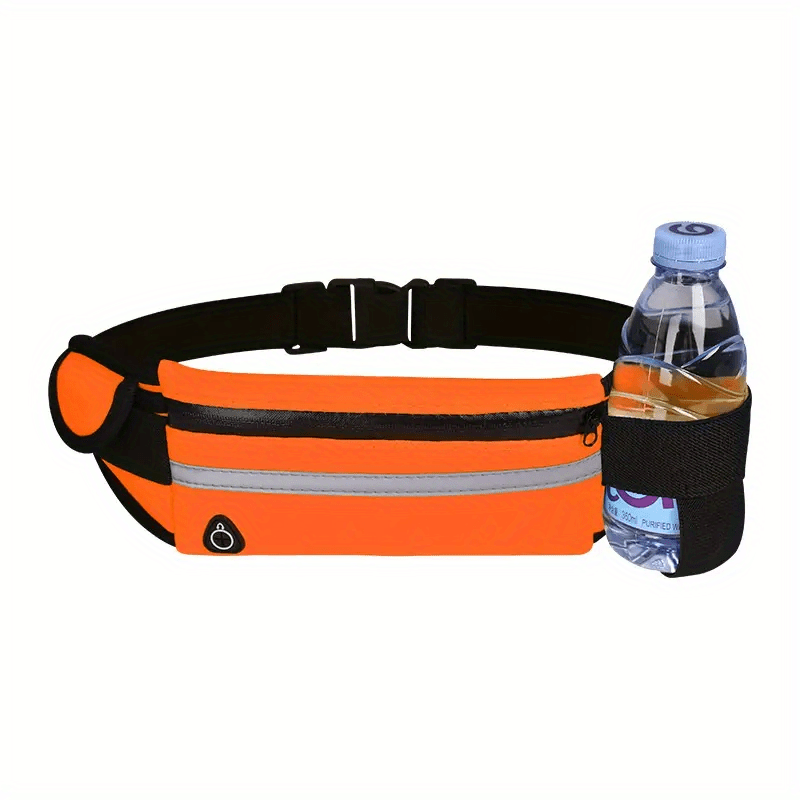 Compact, Reflective Sports Waist Pack with Waterproof Phone Pouch & Bottle Holder - Durable Polyester, Zip Closure for Running & Fitness