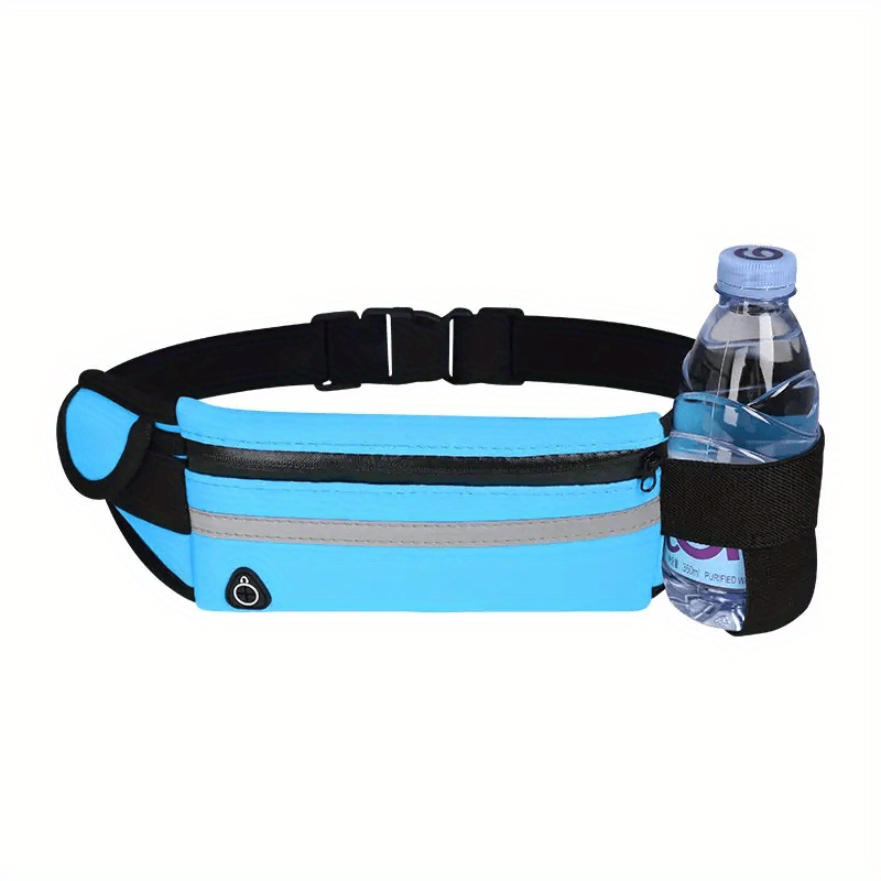 Compact, Reflective Sports Waist Pack with Waterproof Phone Pouch & Bottle Holder - Durable Polyester, Zip Closure for Running & Fitness