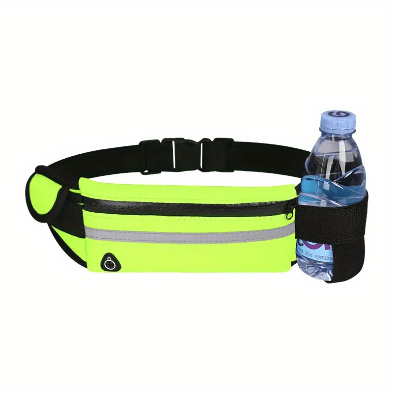 Compact, Reflective Sports Waist Pack with Waterproof Phone Pouch & Bottle Holder - Durable Polyester, Zip Closure for Running & Fitness