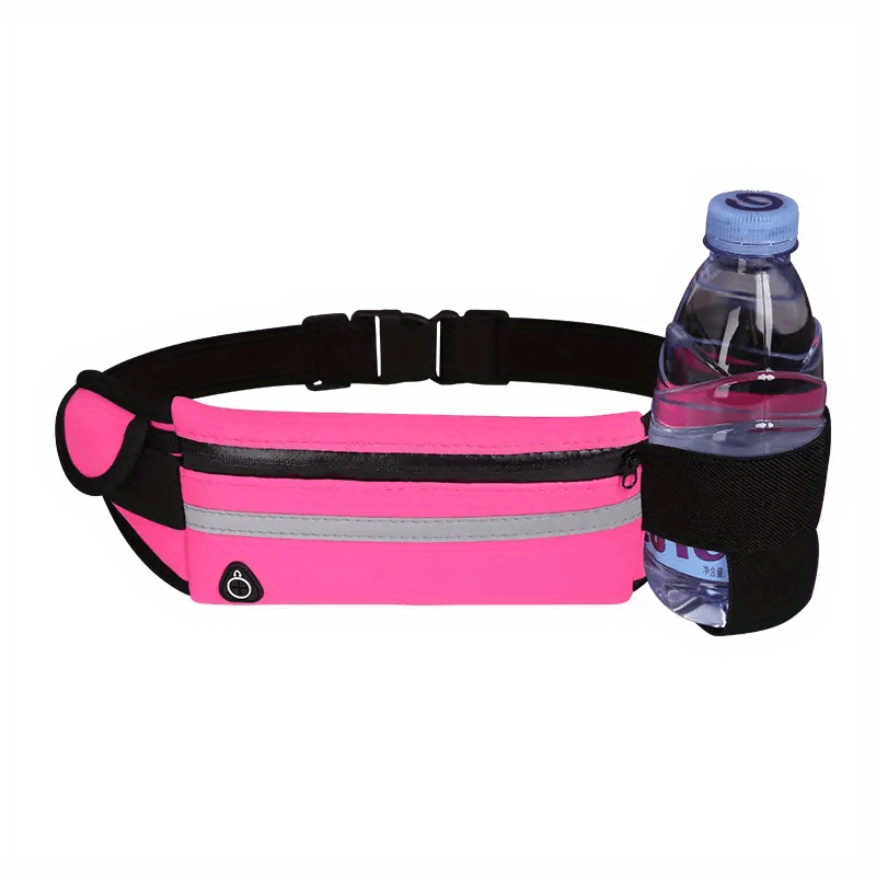 Compact, Reflective Sports Waist Pack with Waterproof Phone Pouch & Bottle Holder - Durable Polyester, Zip Closure for Running & Fitness