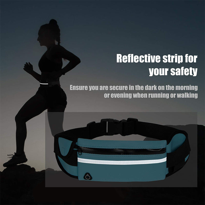 Compact, Reflective Sports Waist Pack with Waterproof Phone Pouch & Bottle Holder - Durable Polyester, Zip Closure for Running & Fitness