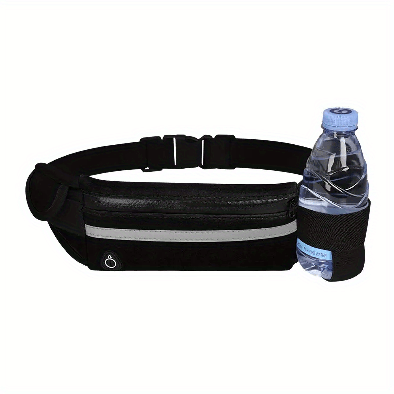 Compact, Reflective Sports Waist Pack with Waterproof Phone Pouch & Bottle Holder - Durable Polyester, Zip Closure for Running & Fitness