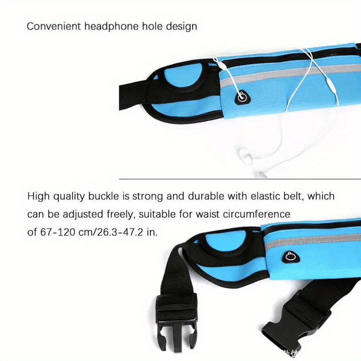 Compact, Reflective Sports Waist Pack with Waterproof Phone Pouch & Bottle Holder - Durable Polyester, Zip Closure for Running & Fitness