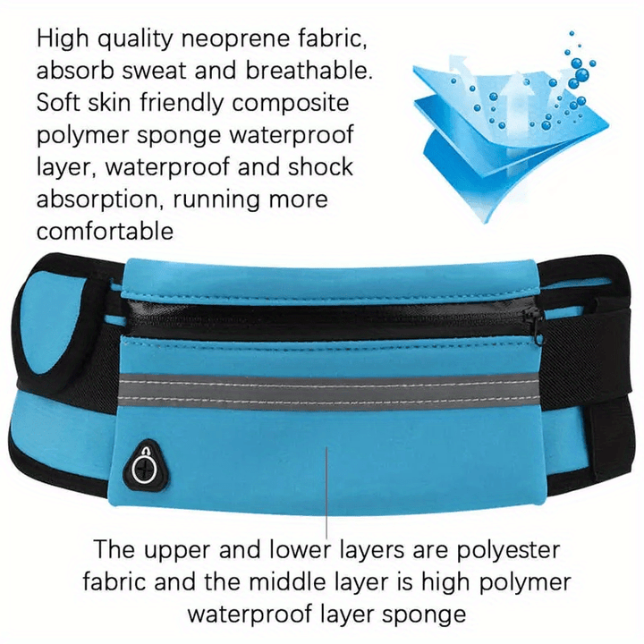 Compact, Reflective Sports Waist Pack with Waterproof Phone Pouch & Bottle Holder - Durable Polyester, Zip Closure for Running & Fitness