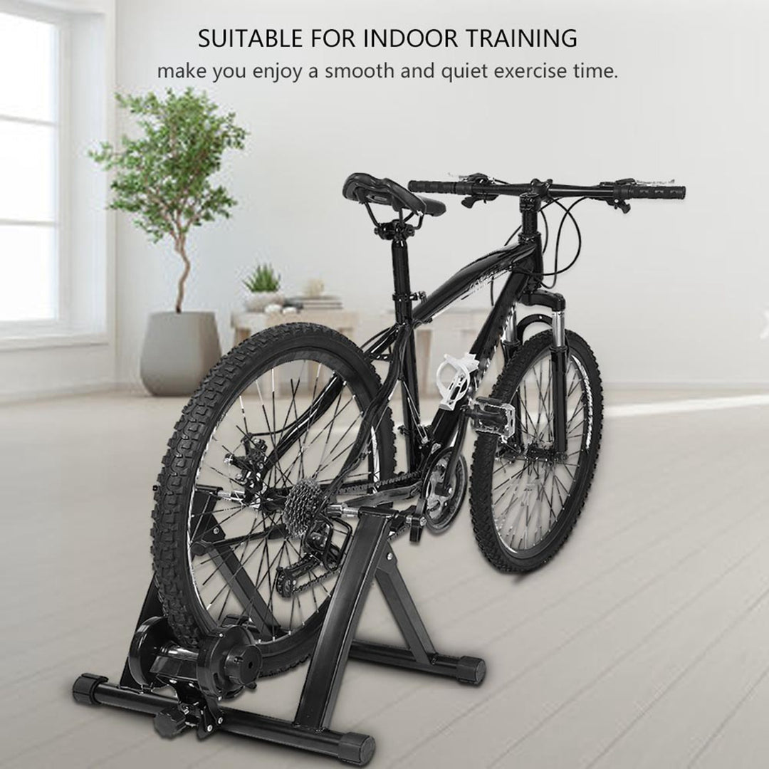 Cocosity Indoor Bike Trainer Foldable Steel Indoor Bike Train Resistance Bicycle Exercise Training Stand Home Office Fitness Room Workout