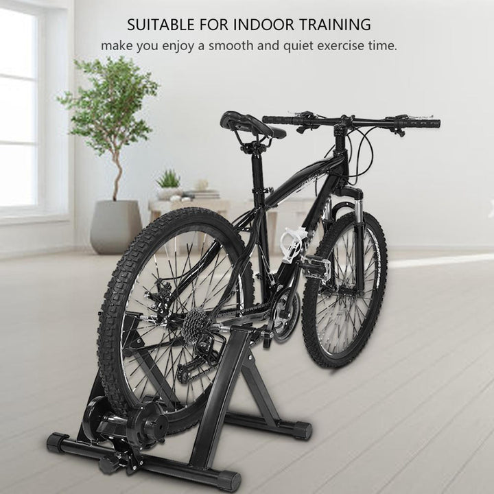 Cocosity Indoor Bike Trainer Foldable Steel Indoor Bike Train Resistance Bicycle Exercise Training Stand Home Office Fitness Room Workout