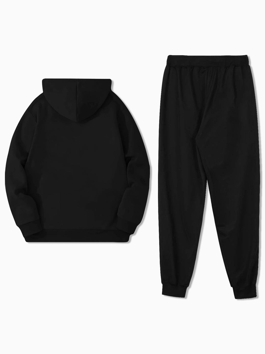 Men's Fleece-Lined Hoodie & Joggers Set - Casual Geometric Print, Drawstring Sweatpants with Pockets, Machine Washable