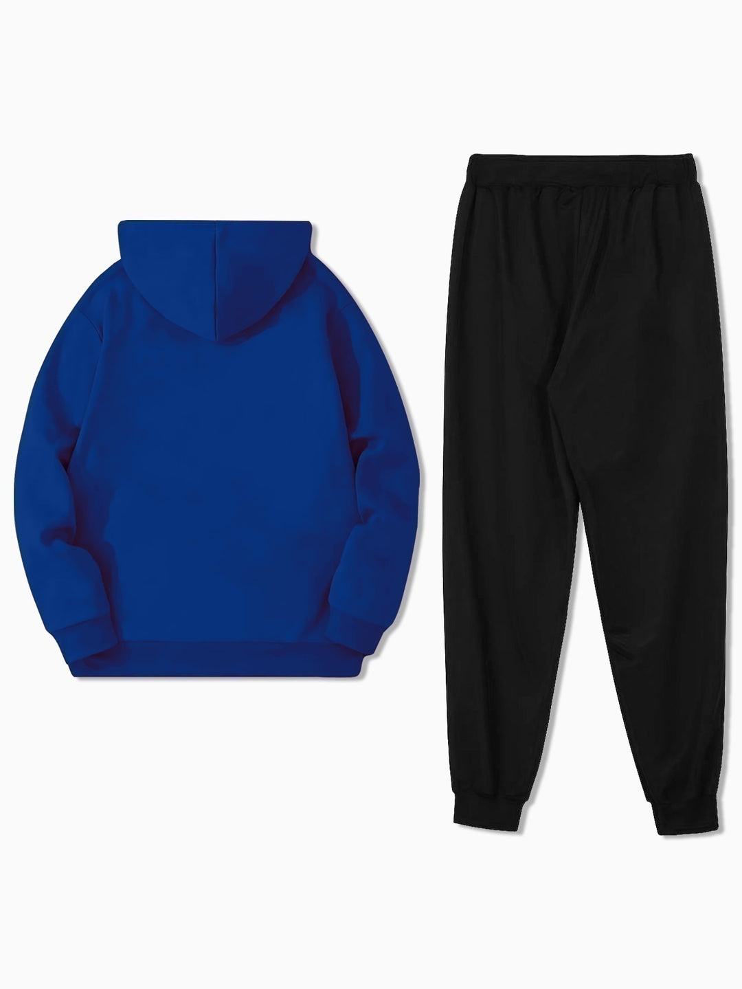 Men's Fleece-Lined Hoodie & Joggers Set - Casual Geometric Print, Drawstring Sweatpants with Pockets, Machine Washable