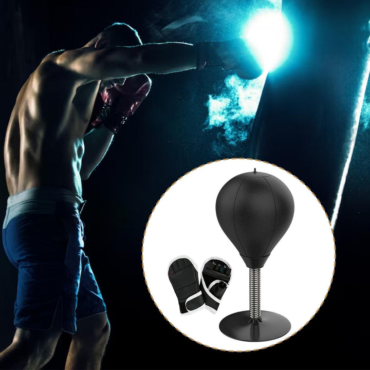 Speed Ball Desktop Punching Bag Boxing Muay thai Punch Ball Boxing Ball Black and Gloves