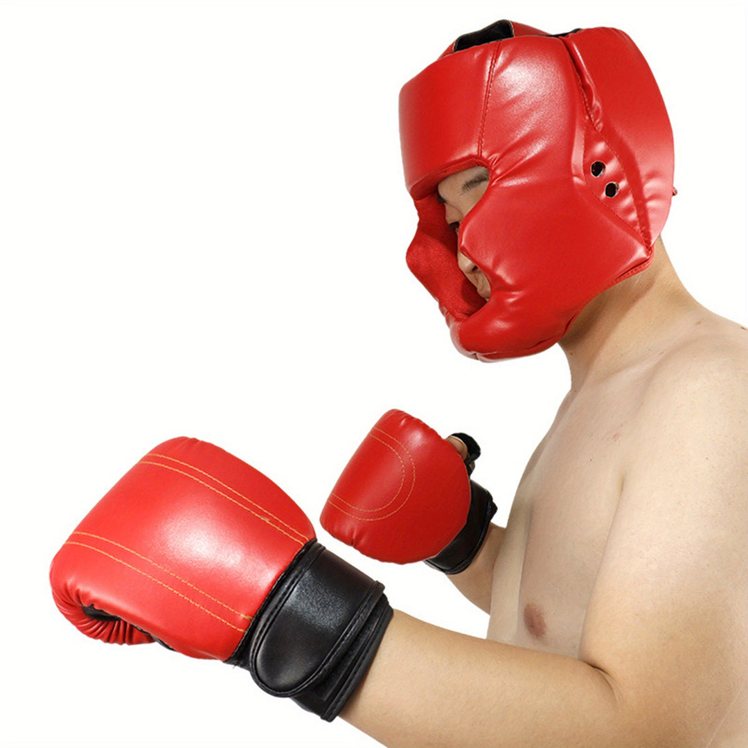 Boxing Headgear Safety Sparring Headwear Guard Adjustable Head Protection for Boxing, MMA, Kickboxing, Without Battery