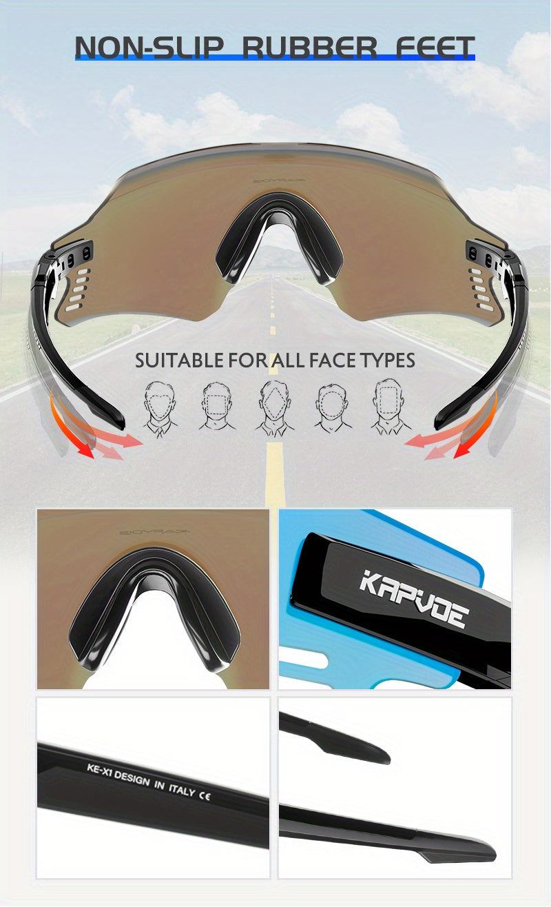 1 Pair KAPVOE Unisex Cycling Glasses, TR90 Frame & PC Lens, Multi-Sport Outdoor Sports Eyewear for Mountain Biking, Fishing, Golf, with Case