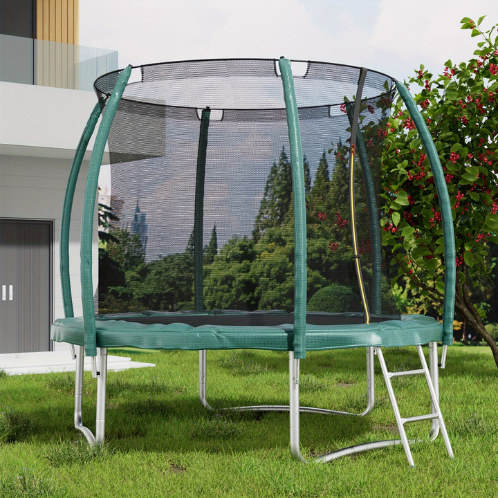 3.05meter Round Trampoline with Enclosure Net, Safety Pad & Ladder - Durable PP+PE+PVC Outdoor Jumping Bed for Backyard Party Exercise & Activity