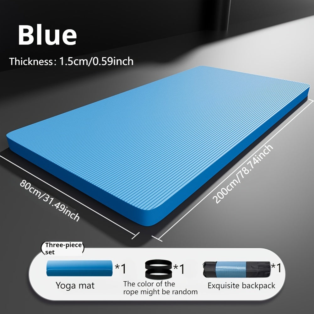 1pc High-Density NBR Exercise Mat Set, 199.9cm x 79.98cm - Non-Slip, Double-Sided, Thick Rubber Fitness Mat for Men & Women, Ideal for Yoga, Pilates, Stretching, Running - Christmas Gift