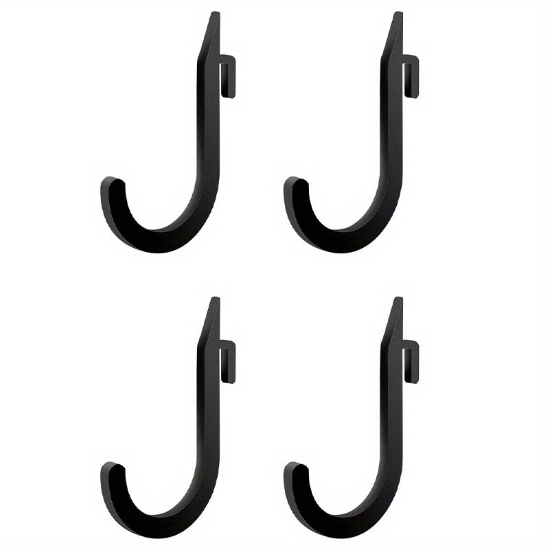 Heavy-Duty J-Hook Storage Accessories for Power Rack, Universal Home Gym Squat Rack Organizers for Resistance Bands, Barbell Collars, and Gym Accessories, Uncharged Iron J-Cup Hook Set Without Battery - Multipack Options Avai