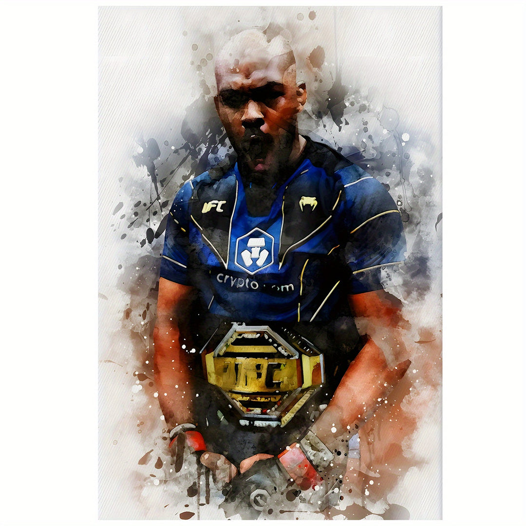 1pc Jon Jones UFC Champion Frameless Canvas Wall Art Print, 30.48x45.72cm, Home & Farmhouse Decor