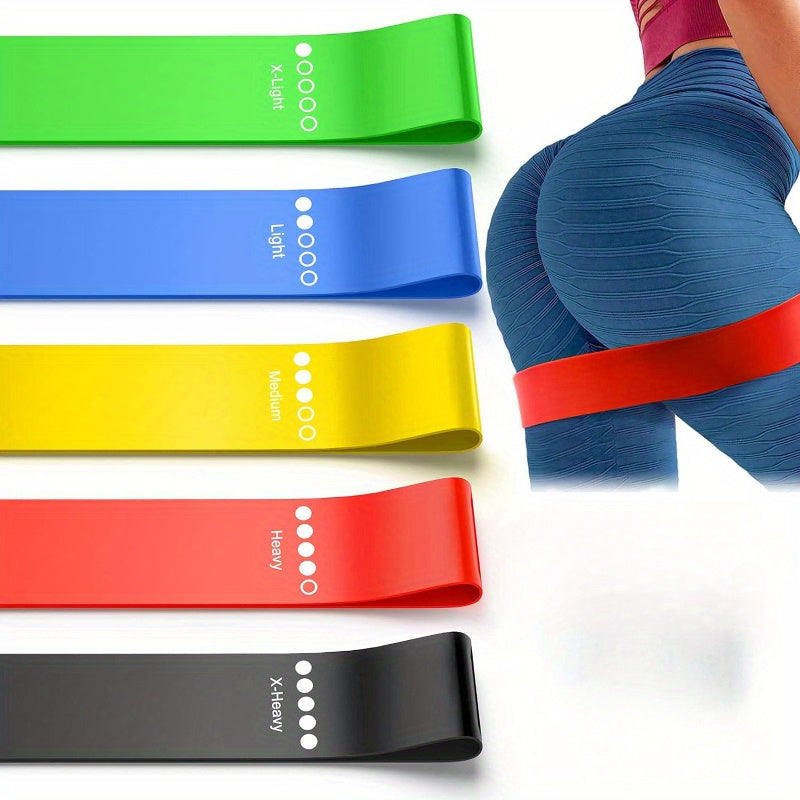 5-Pack Latex Resistance Bands Set for Adults, Exercise and Fitness Stretch Loop Bands for Home and Gym Workouts, Pilates, Yoga, Leg and Glute Training, Full-Body Strength and Flexibility Improvement - Rubber Material, Odorles