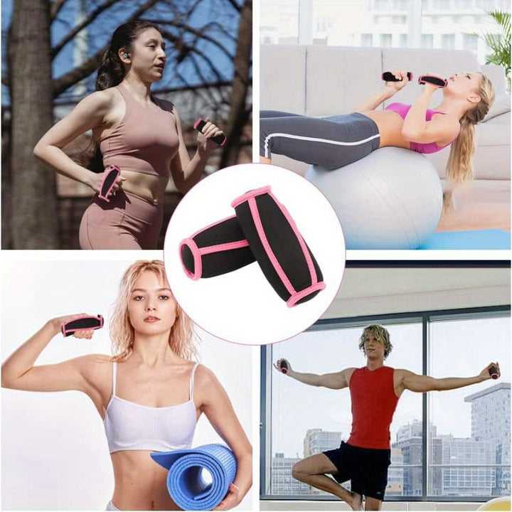 2pcs Weighted Dumbbell Sandbags for Men & Women - Ideal for Yoga, Running & Jump Rope - Durable Synthetic Rubber/Polyester/Iron Construction - Pink/Blue/Black