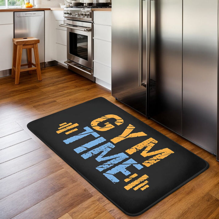 1PCS Gym Time Motivational Kitchen Mat, Polyester Non-Slip Machine Washable Rectangular Doormat, Home Exercise Room Carpet, Welcome Rug for Fitness Enthusiasts