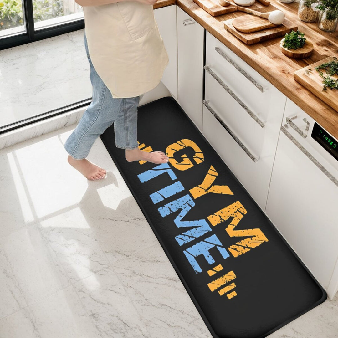 1PCS Gym Time Motivational Kitchen Mat, Polyester Non-Slip Machine Washable Rectangular Doormat, Home Exercise Room Carpet, Welcome Rug for Fitness Enthusiasts