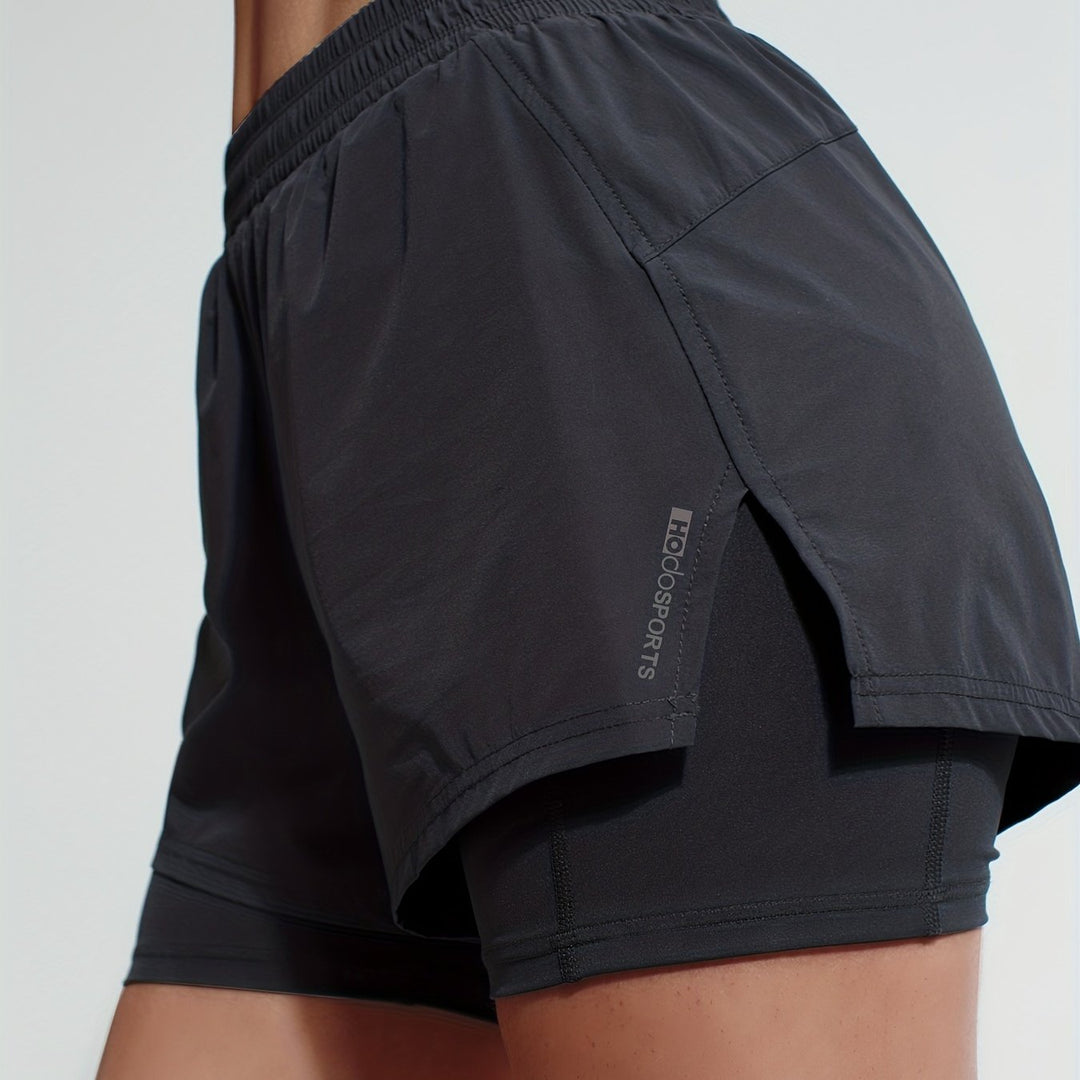 Women's 2-in-1 Fitness Shorts - High Stretch Tennis and Running Shorts with Double Layer for Yoga and Activewear Benefits