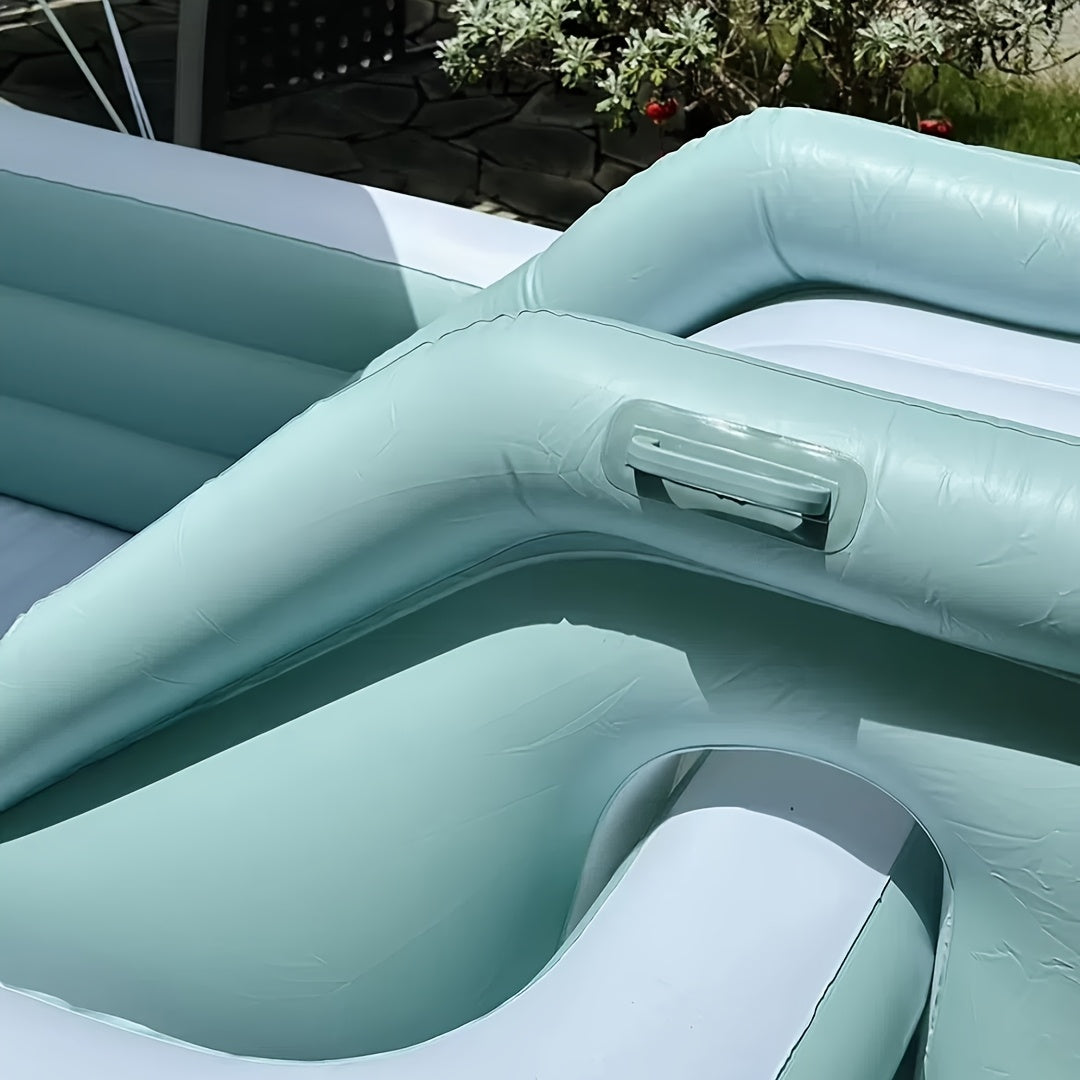 Family Outdoor Swimming Pool with Sunshade, Slide, and Inflatable Castle - Foldable, Thick PVC Material