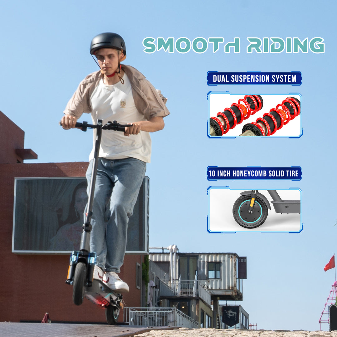 RCB Electric Scooter, 500W Motor R19 Electric Scooters Adult, Max 25km/h, 30-35KM Range, 10 Inch Tires, 3 Speed Mode, Double Braking System Fast E Scooter for Adults and Teens