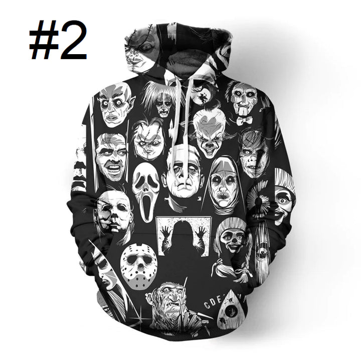 Unisex 3D Digital Print Horror Hoodies