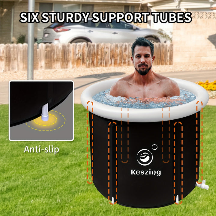 XL 80.01cm Portable Inflatable Ice Bath Tub with Lid - Foldable Cold Water Pool, Durable PVC Material, Complete Accessories Included