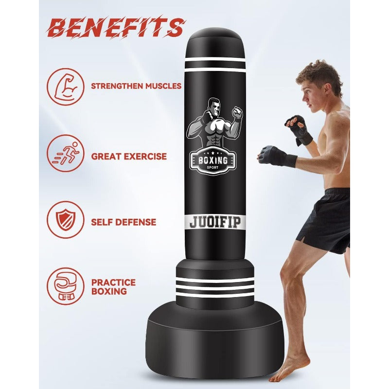 Punching Bags for Adults - 175cm Heavy Punching Bag with Stand - Men Standing Boxing Bag Inflatable Kickboxing Bag for Training MMA Muay Thai Fitness