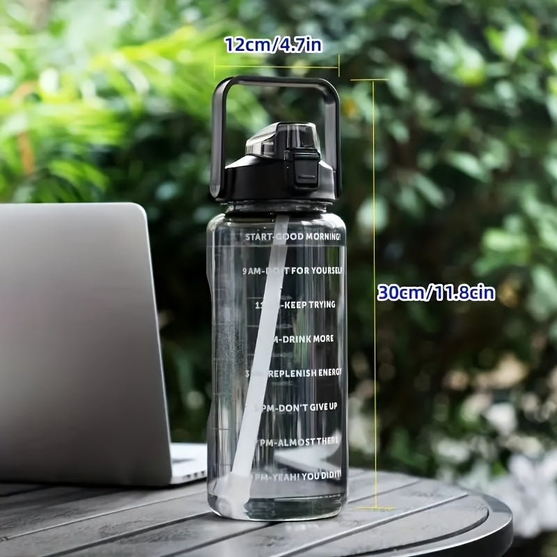 64oz Large Capacity Sports Water Bottle with Straw - Durable Polycarbonate, Leakproof for Running & Fitness, Ideal for Outdoor Activities