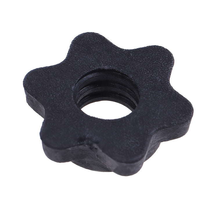 1pc High-Quality Plastic Dumbbell Hex Nut - Secure Spinlock Collar for Barbells & Training Bars, Black Star-Shaped Design with Central Hole