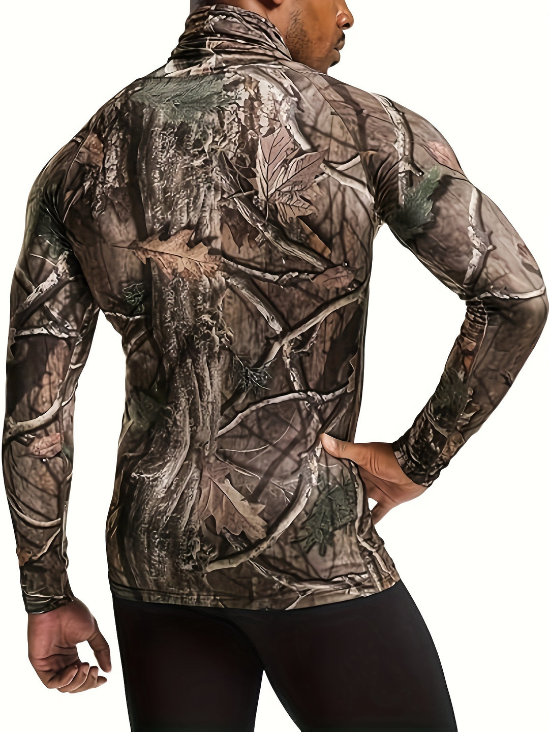 1pc Men's Camo Print Long Sleeve Compression T-Shirt, High Elasticity Sports Top with Crew Neck, Polyester Knit Fabric, Skinny Fit for Fitness & Training, Brothers, Muscle, Full-body Print