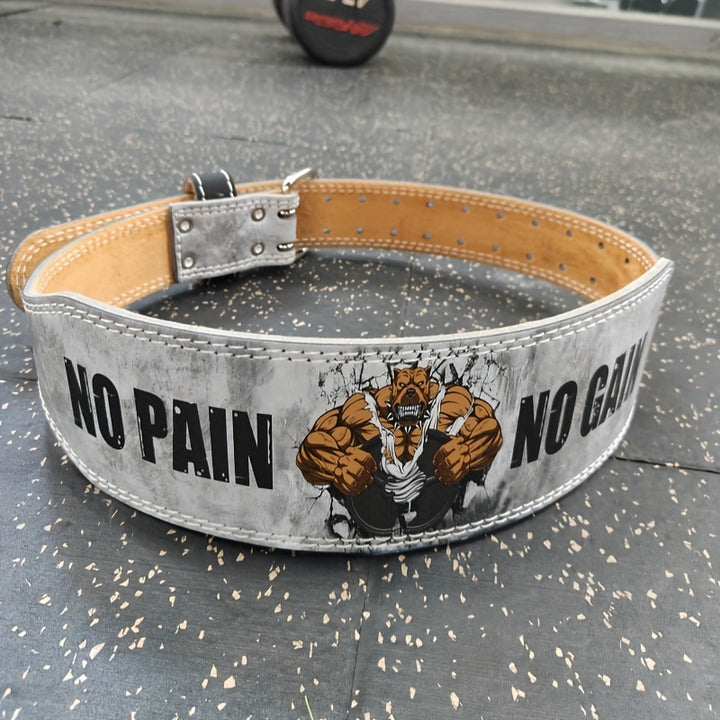 1pc "No Pain No Gain" Weightlifting Belt for Men & Women, HD Violent Dog Design, Heavy Duty Gym Workout Belt for Deadlifts & Squats, Ultra-Fine Leather Material, Versatile for Valentine's, Thanksgiving, Christmas, New Year, F