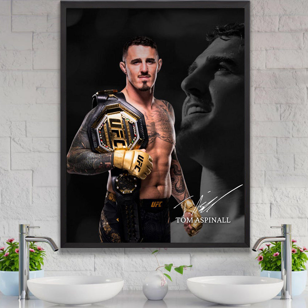 Room Decor 1pc Tom Aspaulin UFC Champion Poster, Frameless Canvas Wall Art, 30.48x40.64 cm, Heavyweight MMA Wrestler Taekwondo Champion Print, for Home, Bedroom, Living Room, Bathroom, Office, Hotel, Cafe Decor