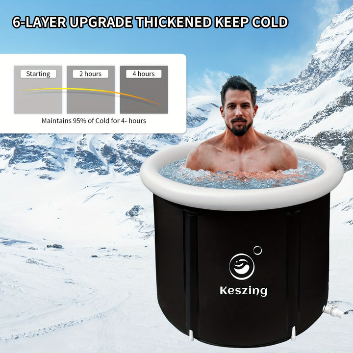 XL 80.01cm Portable Inflatable Ice Bath Tub with Lid - Foldable Cold Water Pool, Durable PVC Material, Complete Accessories Included