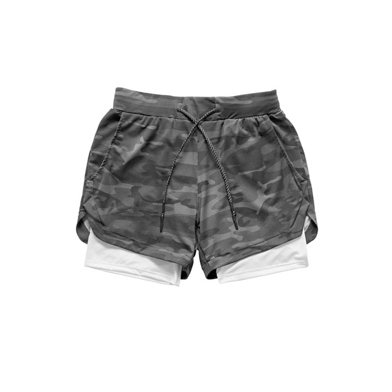 2020 Camo Running Shorts Men 2 In 1 Double deck Quick Dry GYM Sport