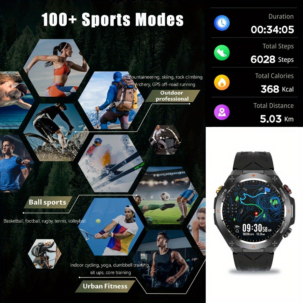 1pc SENBONO Smart Watch with GPS, Compass, 3.89cm Display, 650mAh Battery, Waterproof IPX8, Sports Tracker, 100+ Exercise Modes, Call Function, USB Charging, Compatible with Android & iPhone