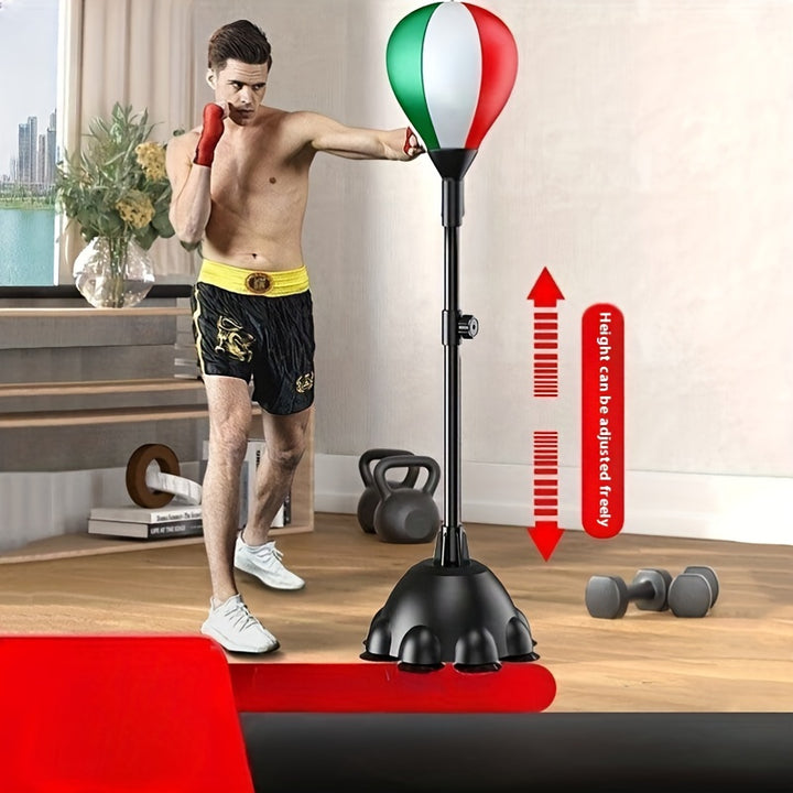 Adjustable Boxing Speed Ball with Sandbag Target - Indoor Fitness Training Equipment for Adults and Youngsters, Black PU Material