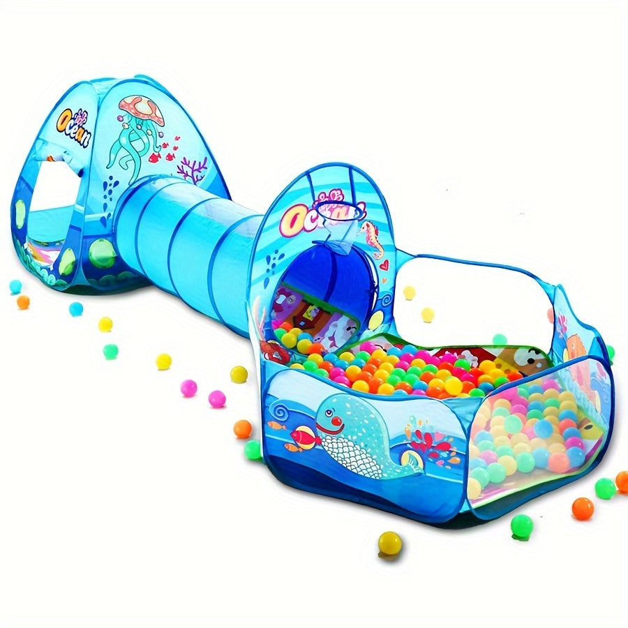 3pcs Kids' Playset: Pop-Up Tent, Ball Pit & Tunnel - Indoor/Outdoor Fun for Boys & Girls, Includes Storage Bag - Perfect Birthday Gift for Ages 3+