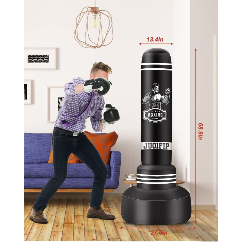 Punching Bags for Adults - 175cm Heavy Punching Bag with Stand - Men Standing Boxing Bag Inflatable Kickboxing Bag for Training MMA Muay Thai Fitness