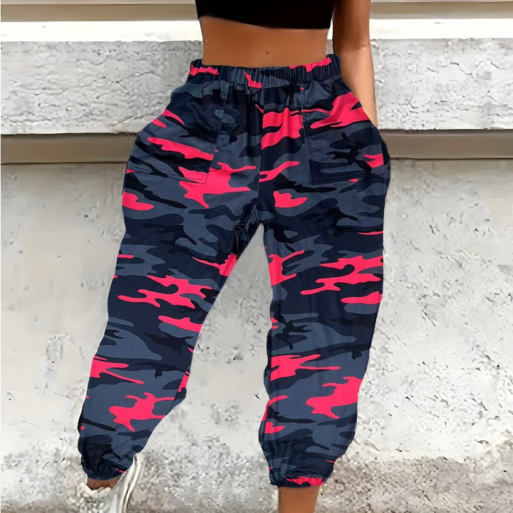 Camouflage Print Comfortable Fashion Elastic Waist Sports Casual Joggers, Women's Clothing